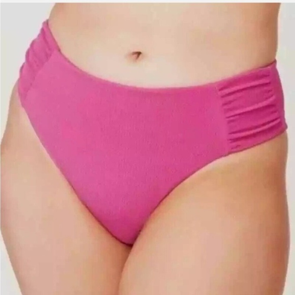 NWT Andie‎ Orchid Pink Ruched Side High Waisted Bikini Bottom Size Medium